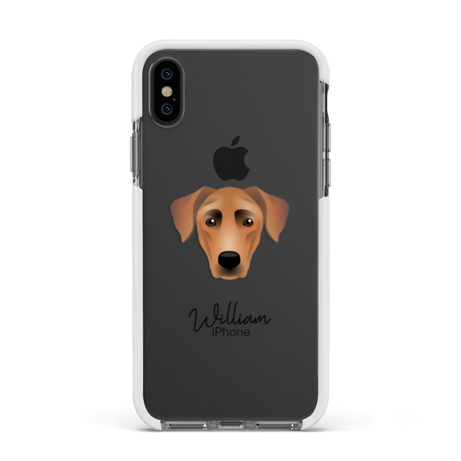 German Pinscher Personalised Apple iPhone Xs Impact Case White Edge on Black Phone