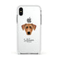 German Pinscher Personalised Apple iPhone Xs Impact Case White Edge on Silver Phone