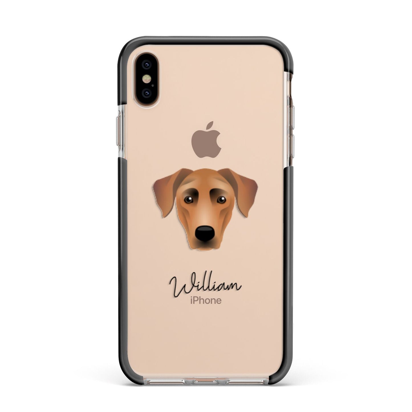 German Pinscher Personalised Apple iPhone Xs Max Impact Case Black Edge on Gold Phone