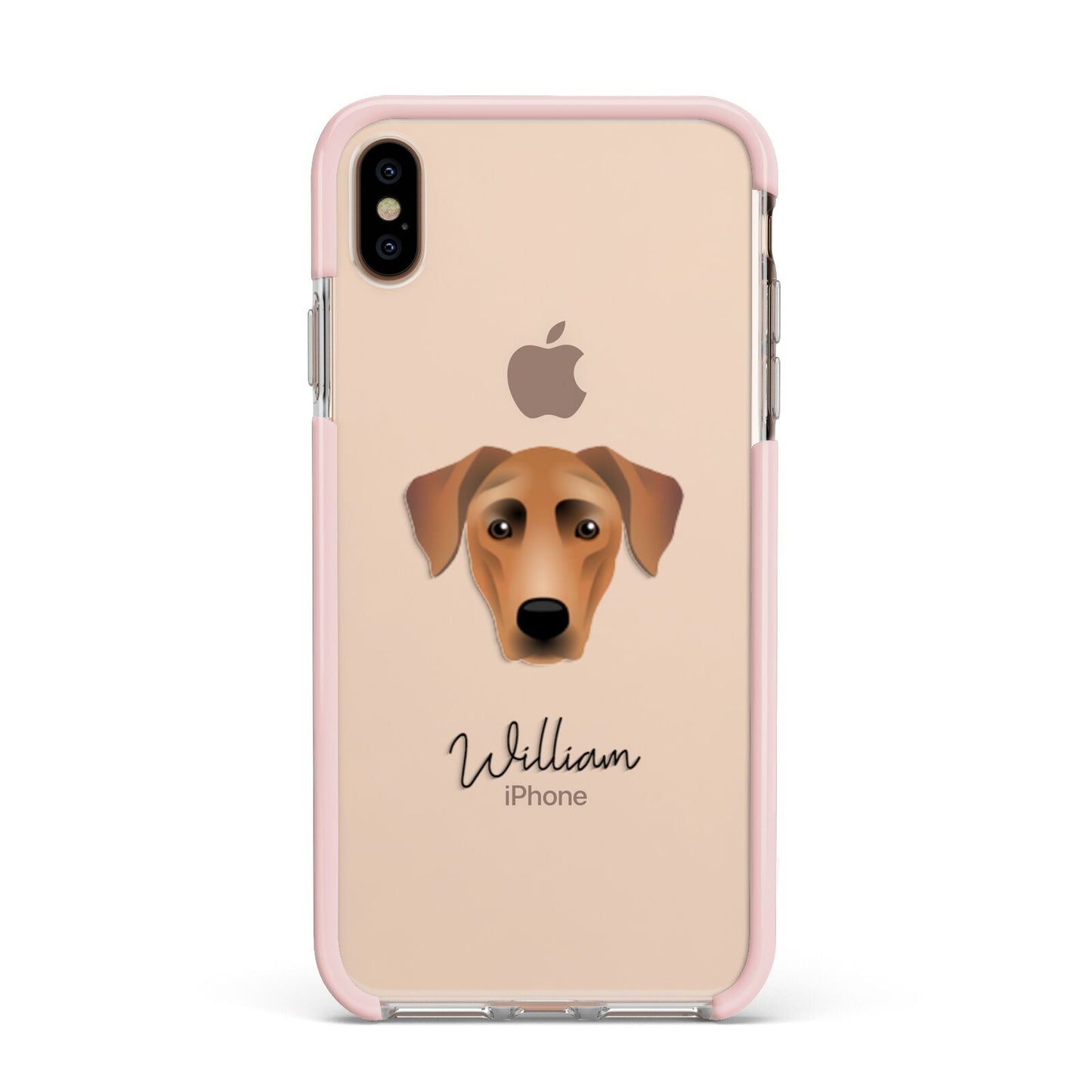 German Pinscher Personalised Apple iPhone Xs Max Impact Case Pink Edge on Gold Phone