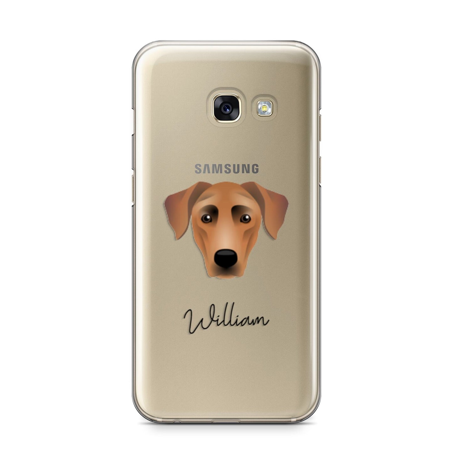 German Pinscher Personalised Samsung Galaxy A3 2017 Case on gold phone