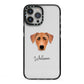 German Pinscher Personalised iPhone 13 Pro Max Black Impact Case on Silver phone