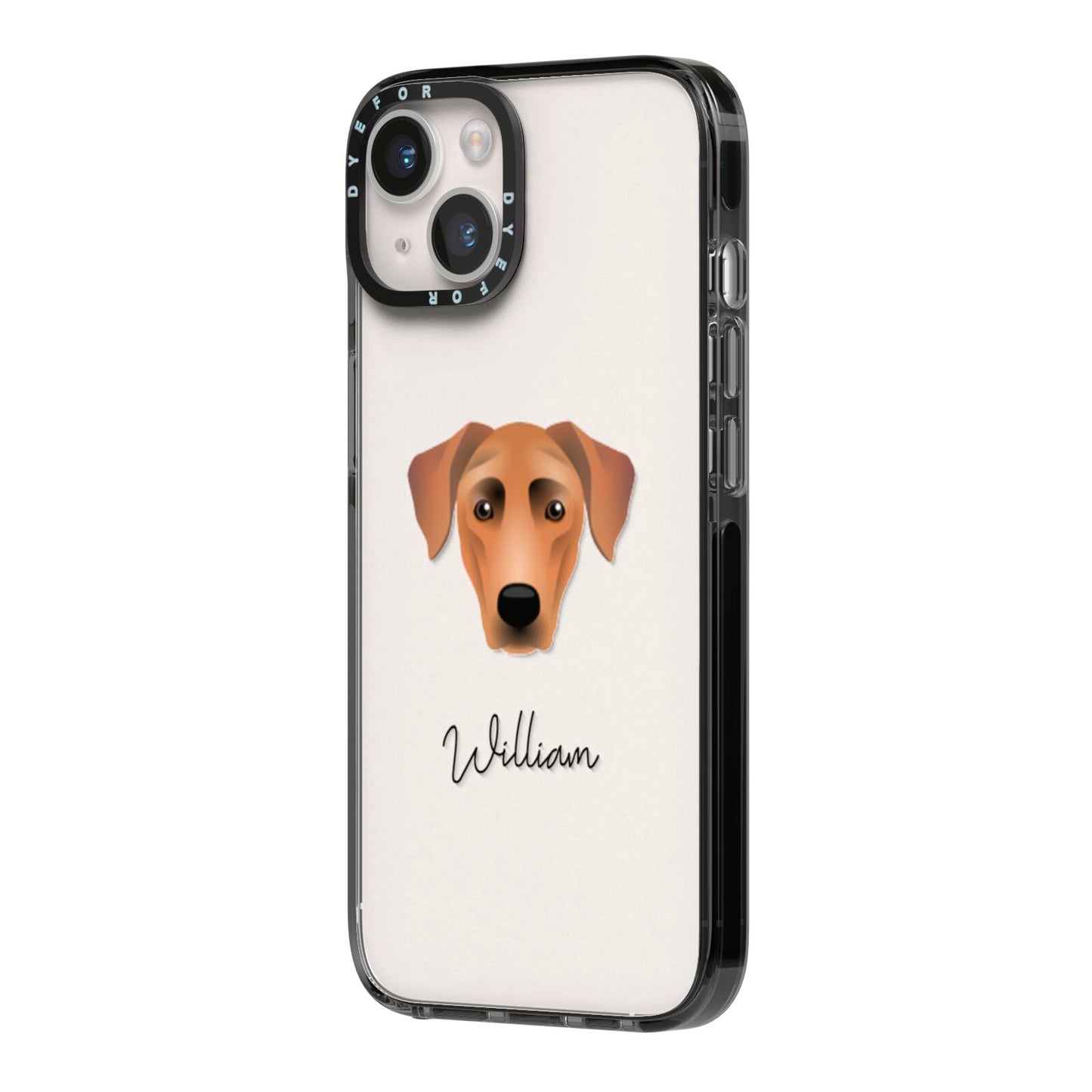 German Pinscher Personalised iPhone 14 Black Impact Case Side Angle on Silver phone