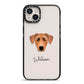 German Pinscher Personalised iPhone 14 Plus Black Impact Case on Silver phone