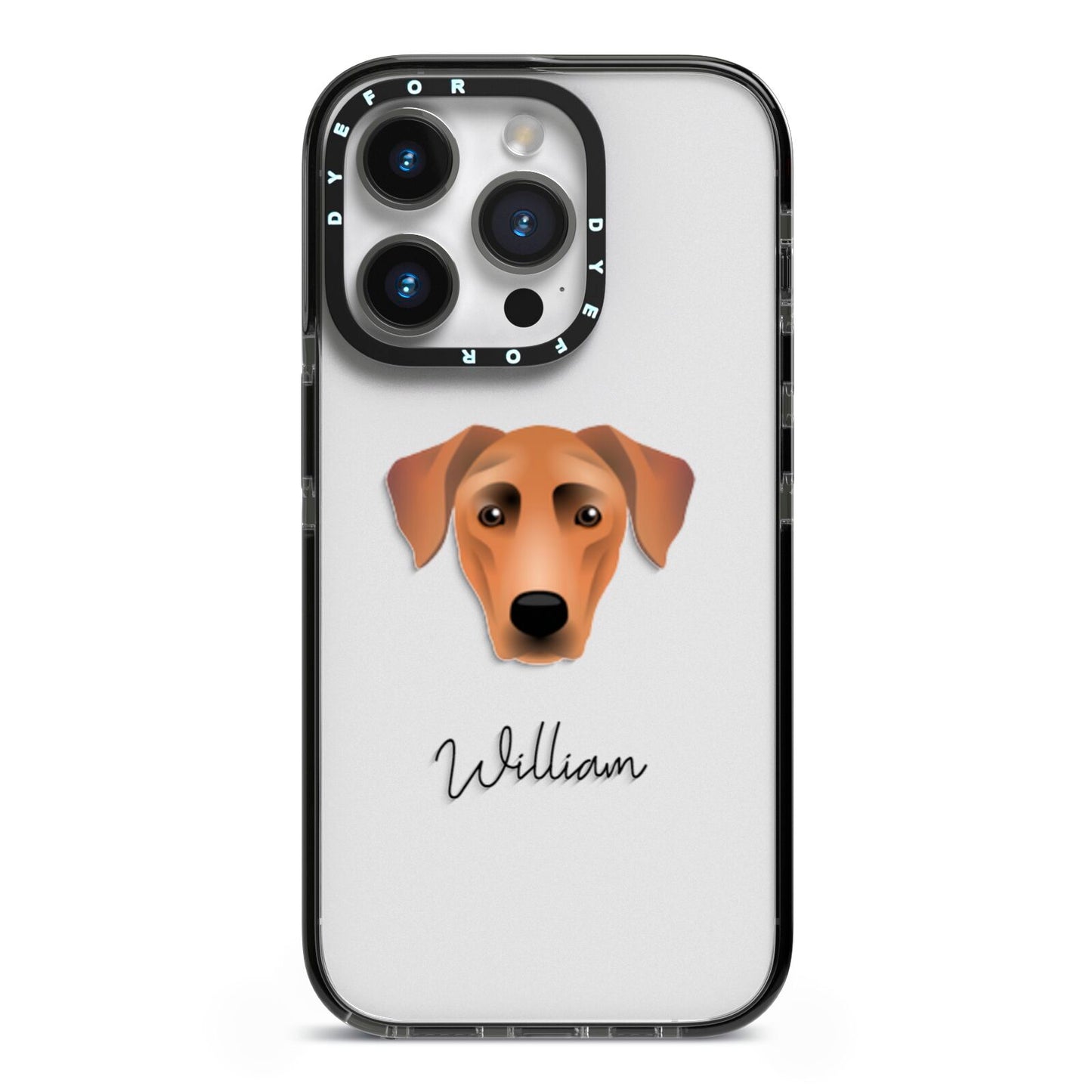 German Pinscher Personalised iPhone 14 Pro Black Impact Case on Silver phone