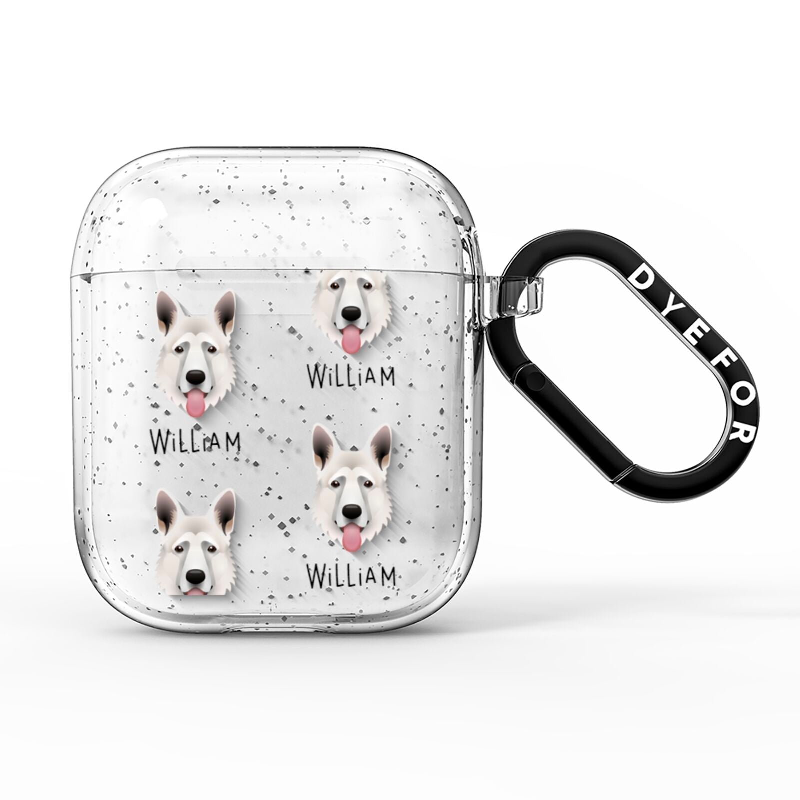 German Shepherd Icon with Name AirPods Glitter Case