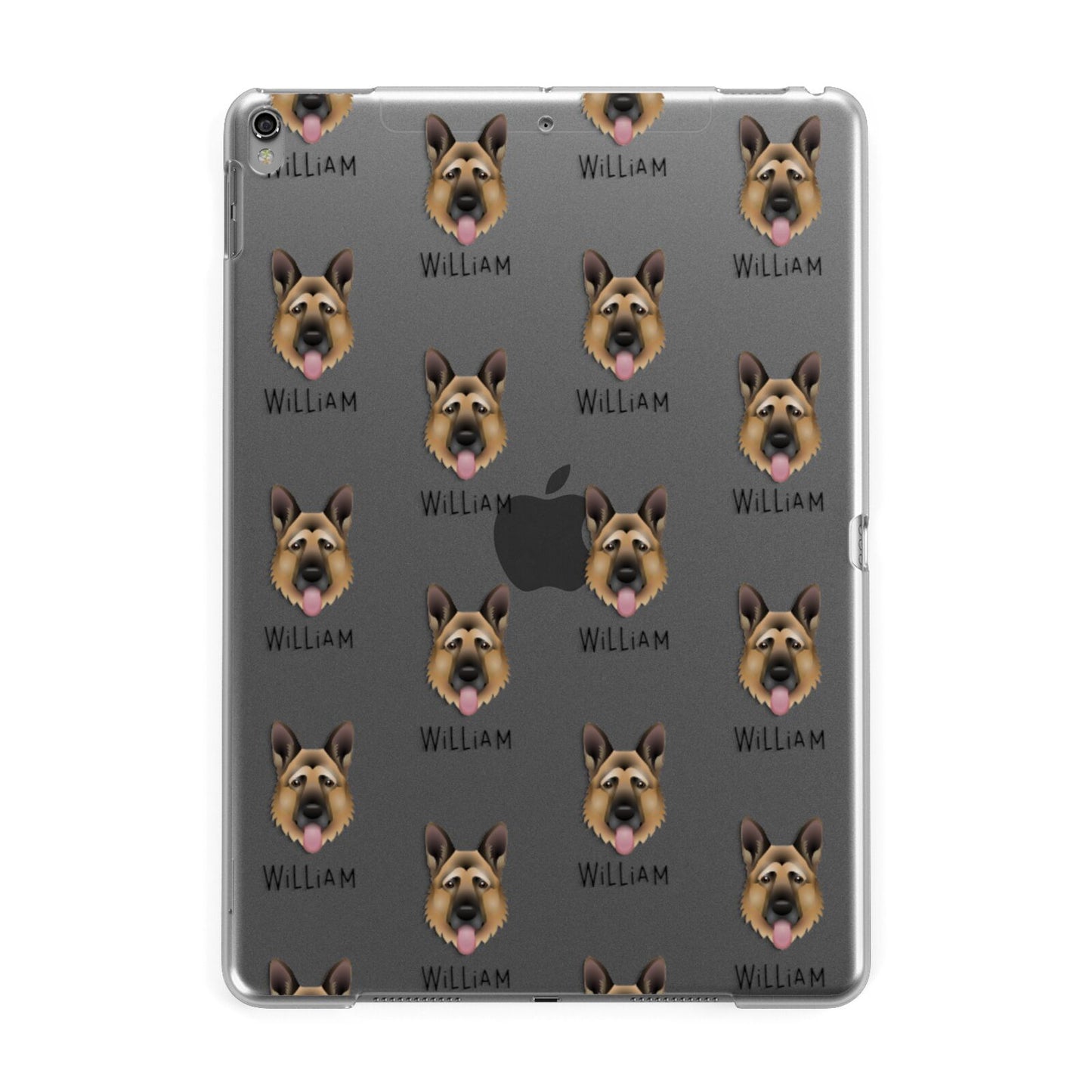 German Shepherd Icon with Name Apple iPad Grey Case