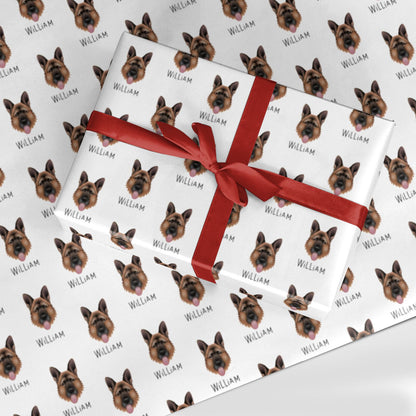 German Shepherd Icon with Name Custom Wrapping Paper