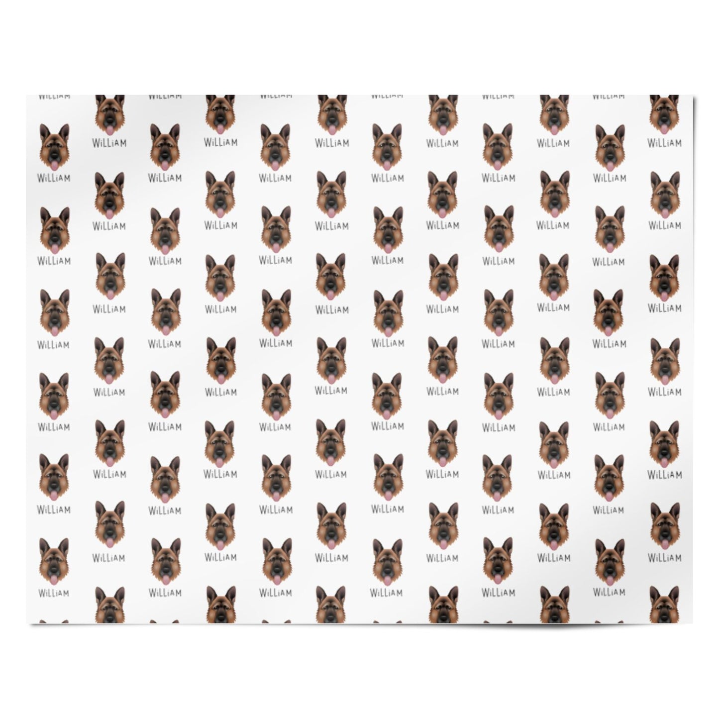 German Shepherd Icon with Name Personalised Wrapping Paper Alternative