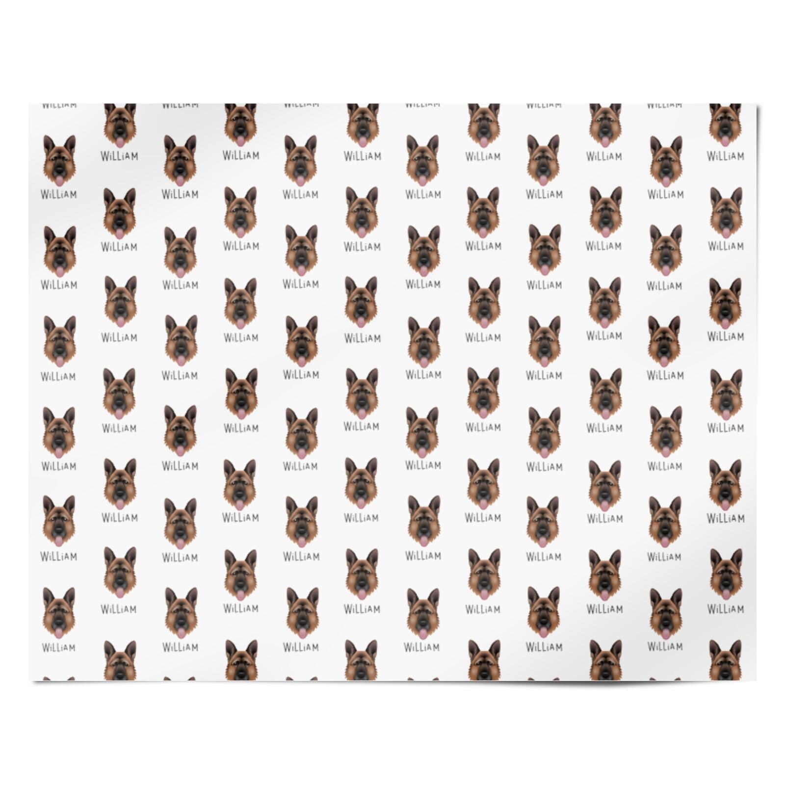 German Shepherd Icon with Name Personalised Wrapping Paper Alternative