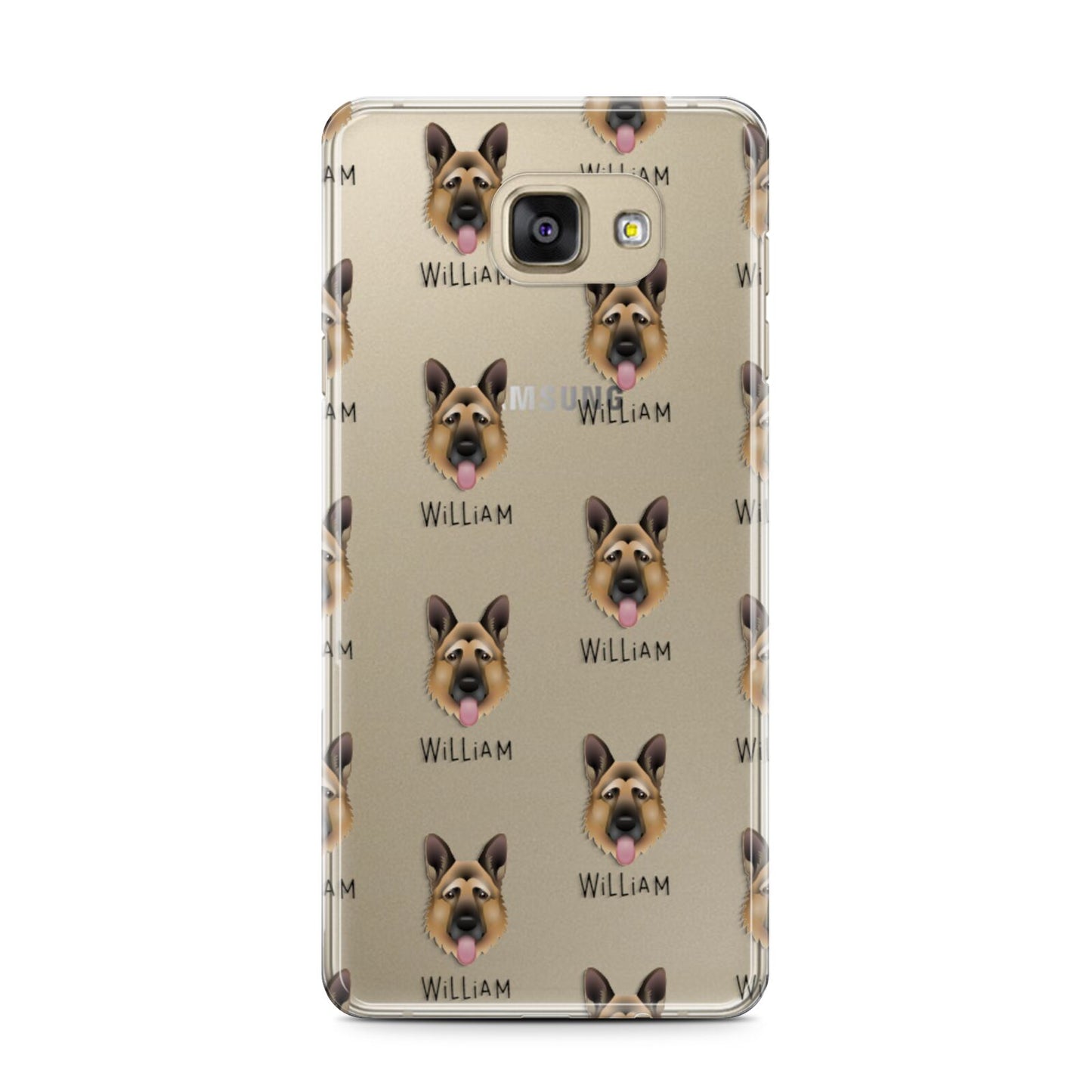 German Shepherd Icon with Name Samsung Galaxy A7 2016 Case on gold phone