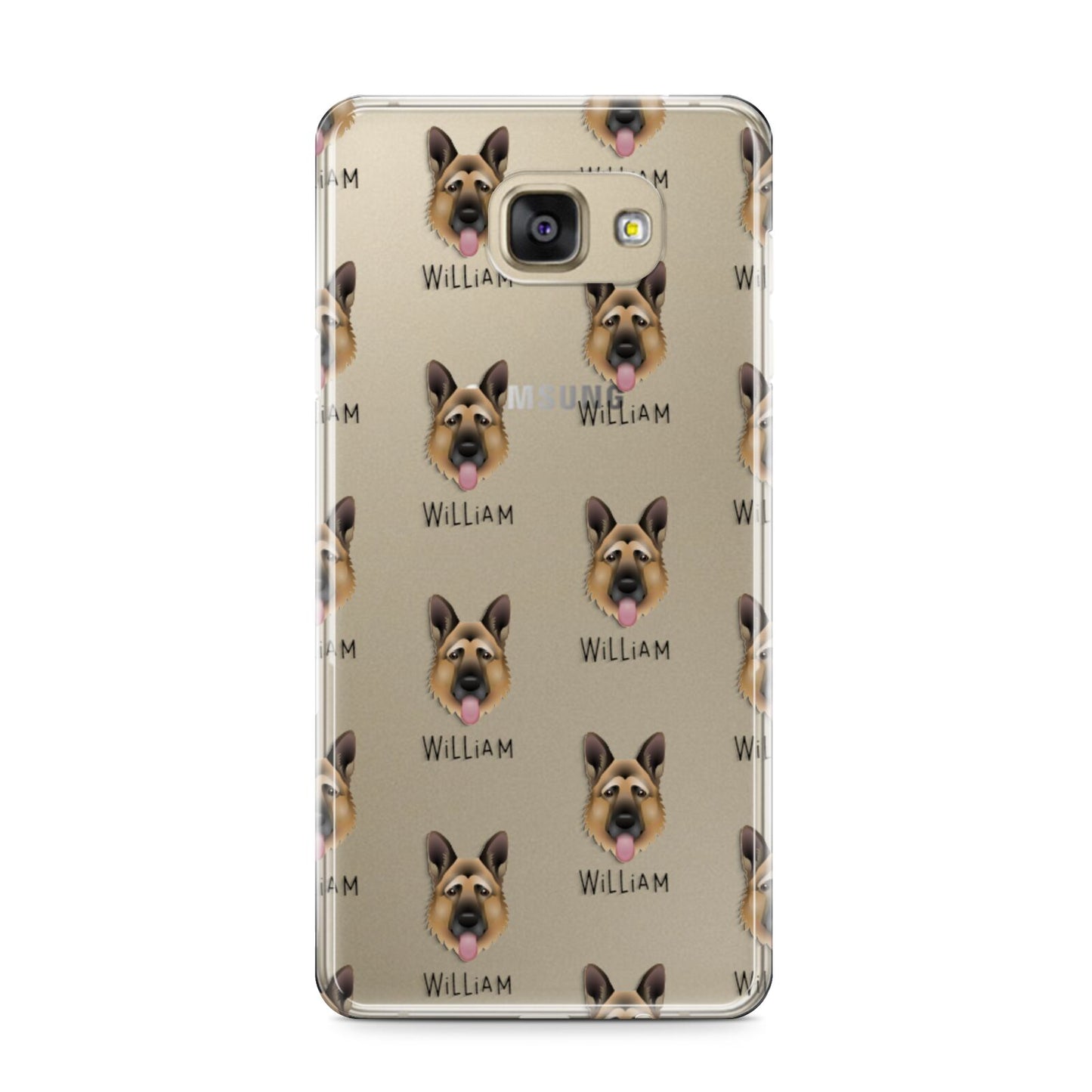 German Shepherd Icon with Name Samsung Galaxy A9 2016 Case on gold phone