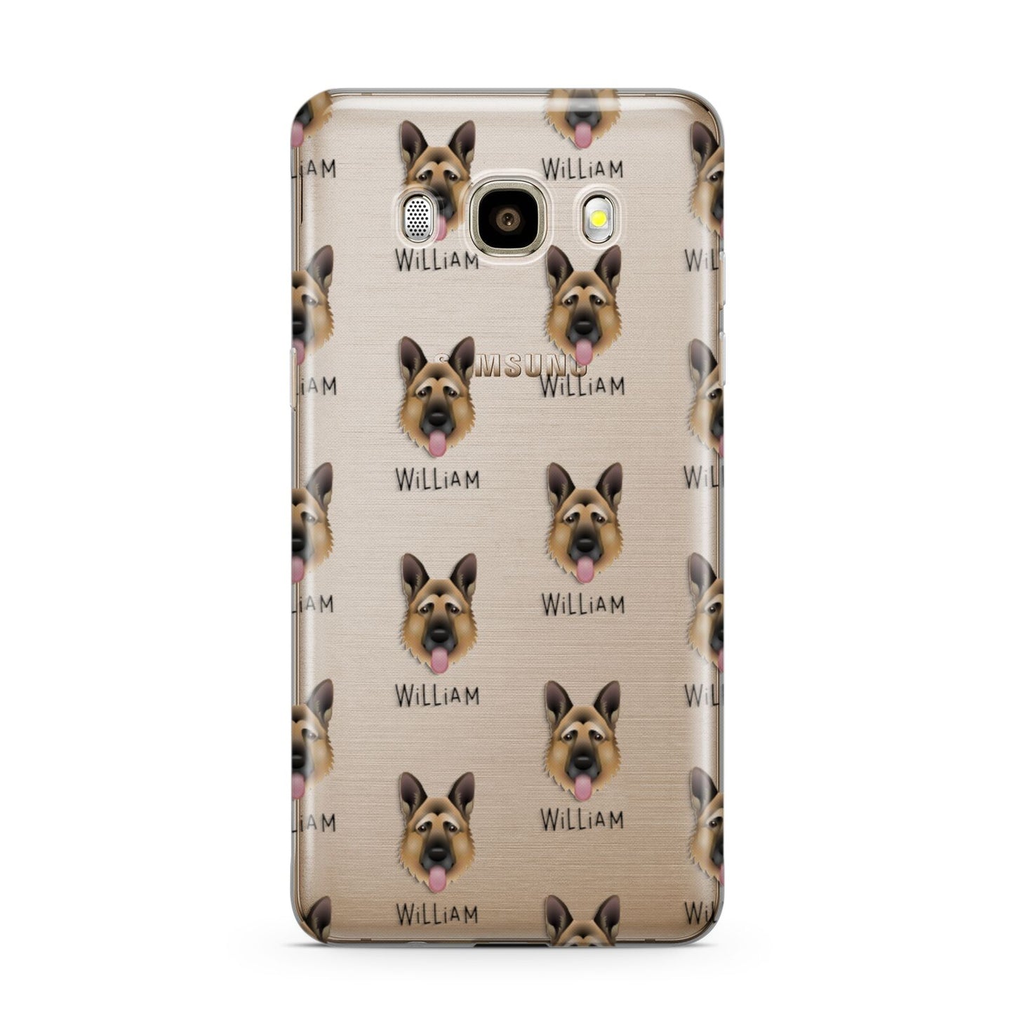 German Shepherd Icon with Name Samsung Galaxy J7 2016 Case on gold phone