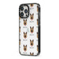 German Shepherd Icon with Name iPhone 13 Pro Max Black Impact Case Side Angle on Silver phone
