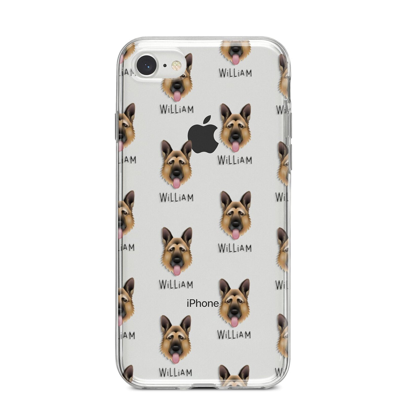 German Shepherd Icon with Name iPhone 8 Bumper Case on Silver iPhone