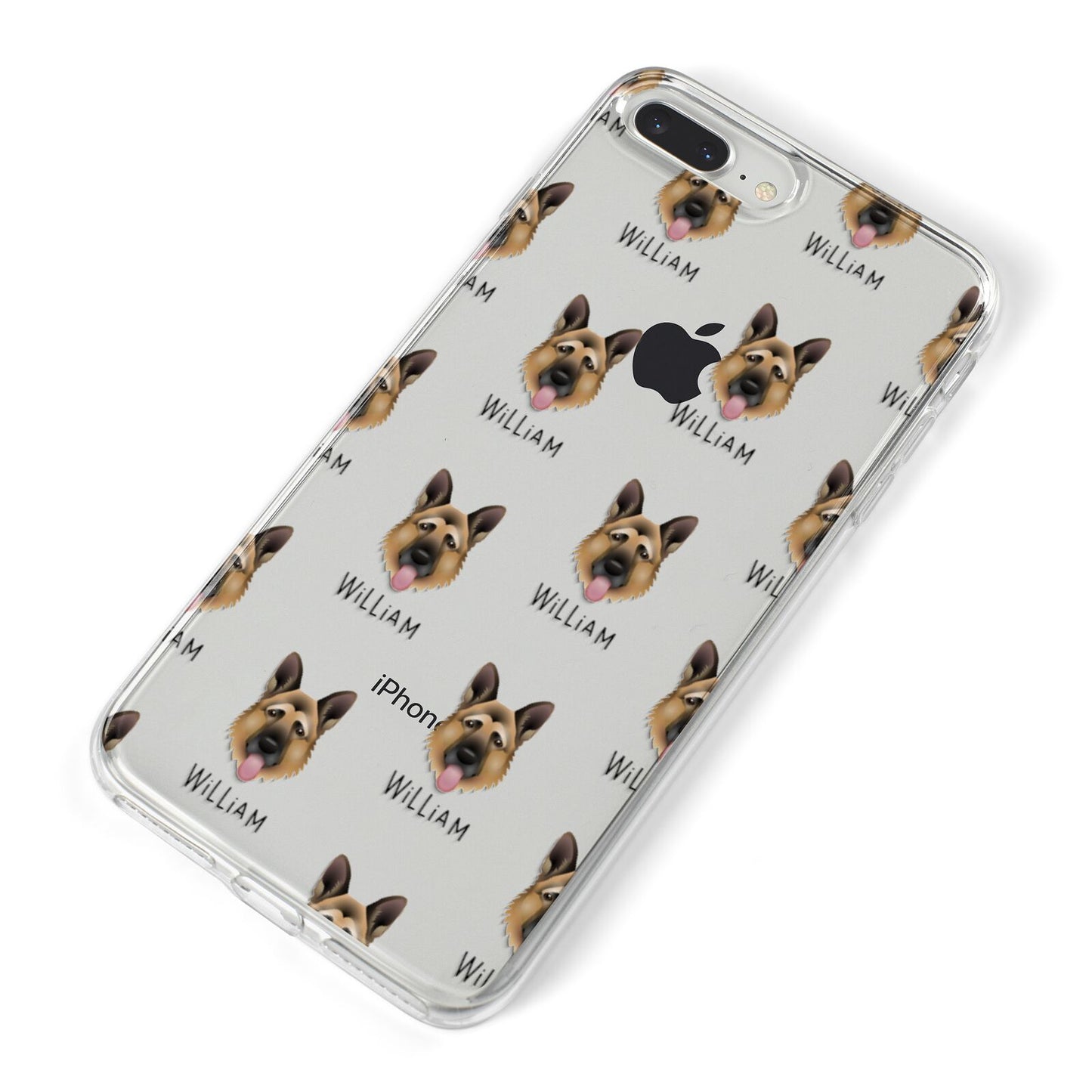 German Shepherd Icon with Name iPhone 8 Plus Bumper Case on Silver iPhone Alternative Image