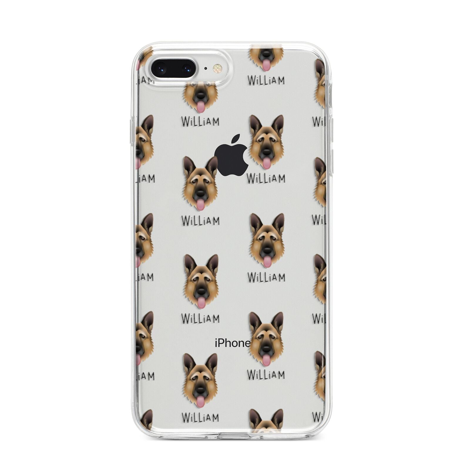 German Shepherd Icon with Name iPhone 8 Plus Bumper Case on Silver iPhone