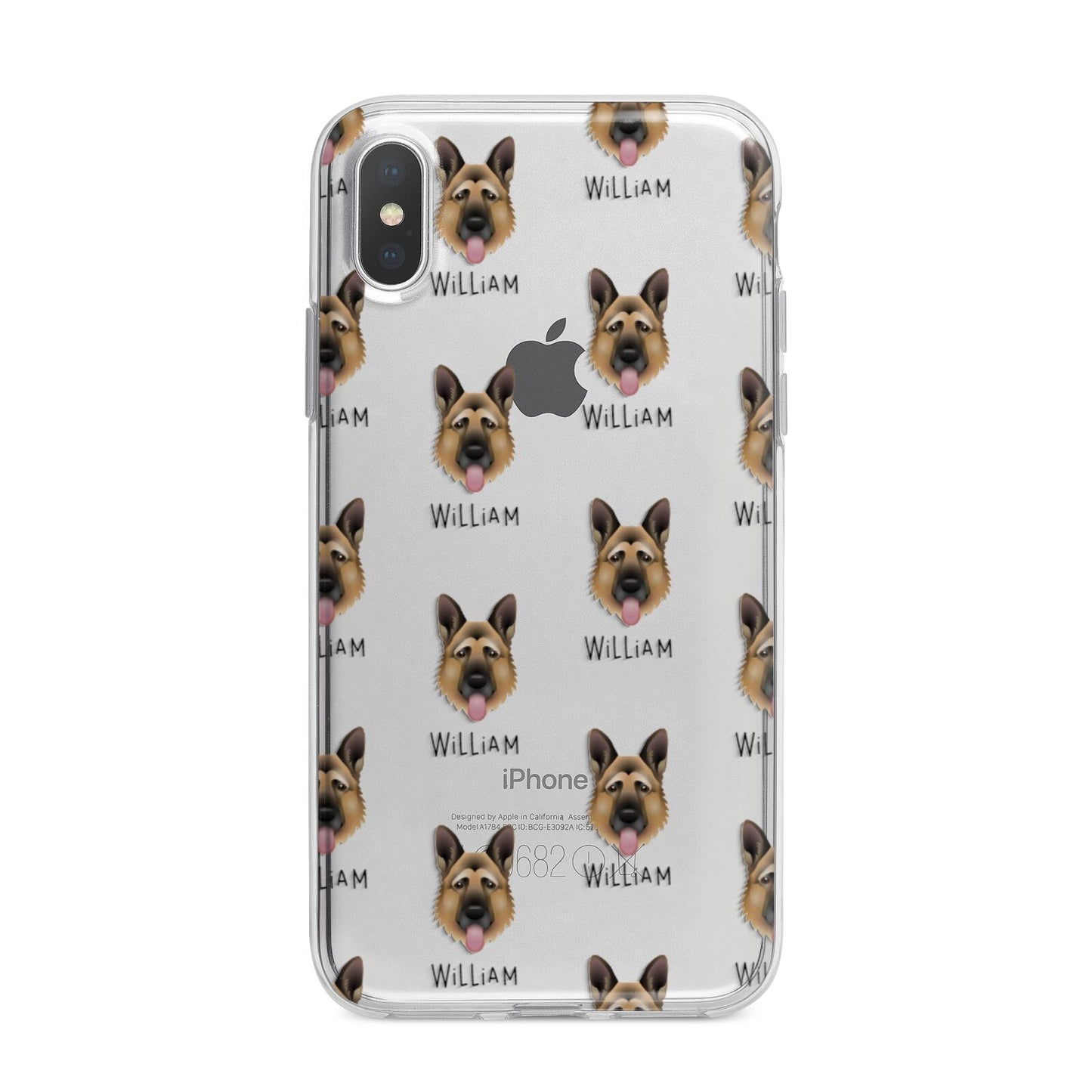 German Shepherd Icon with Name iPhone X Bumper Case on Silver iPhone Alternative Image 1
