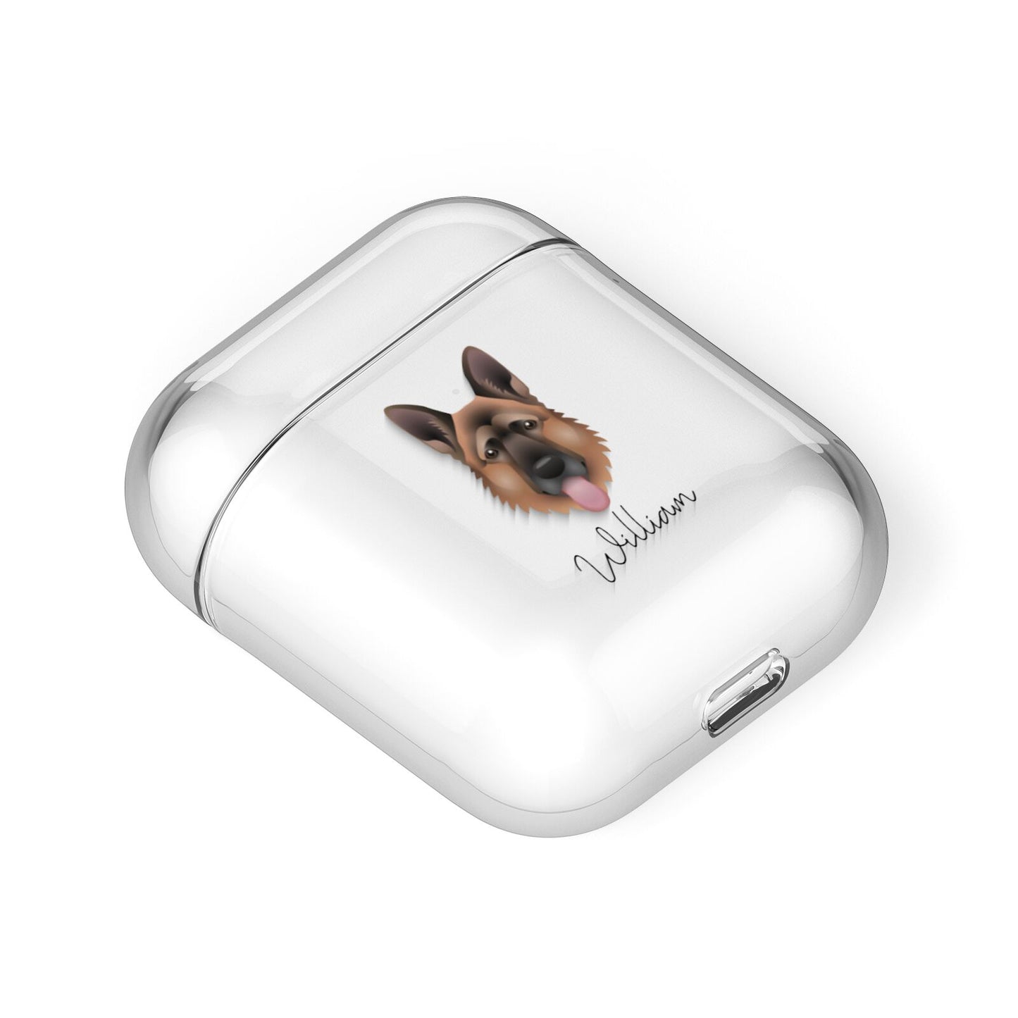 German Shepherd Personalised AirPods Case Laid Flat
