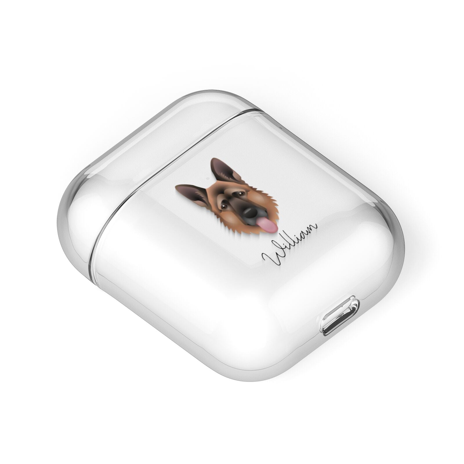 German Shepherd Personalised AirPods Case Laid Flat