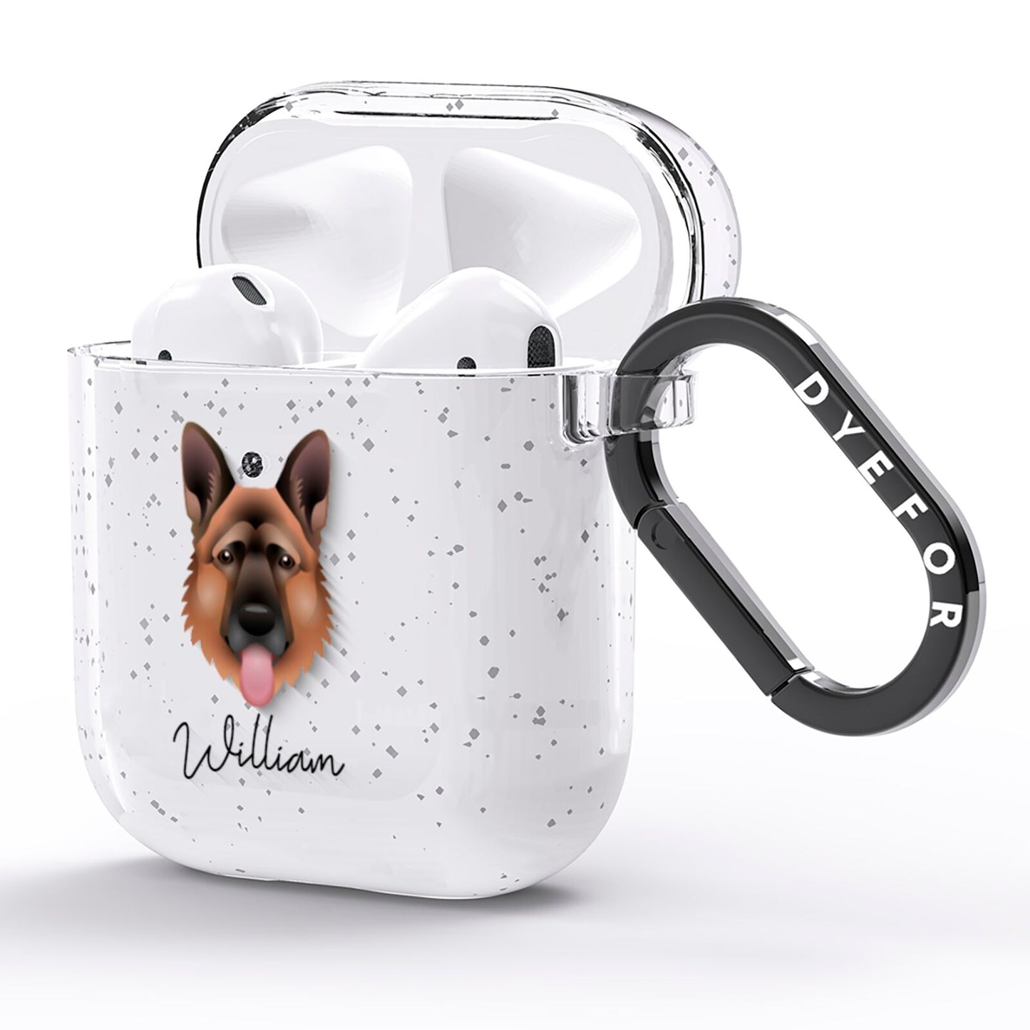 German Shepherd Personalised AirPods Glitter Case Side Image