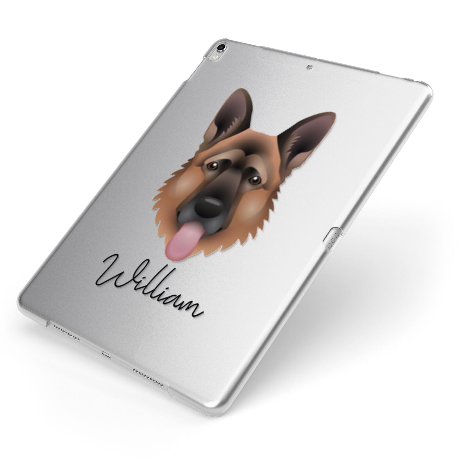 German Shepherd Personalised Apple iPad Case on Silver iPad Side View