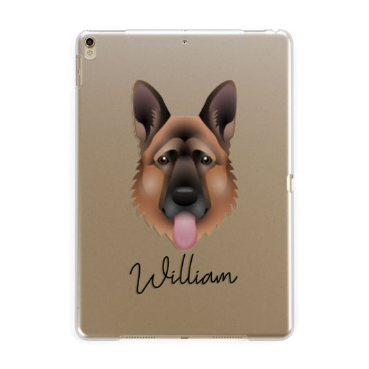 German Shepherd Personalised Apple iPad Gold Case