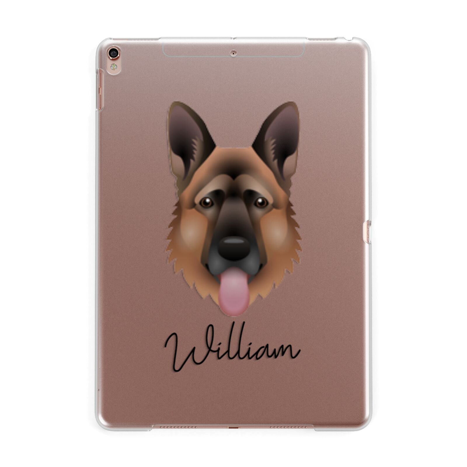 German Shepherd Personalised Apple iPad Rose Gold Case