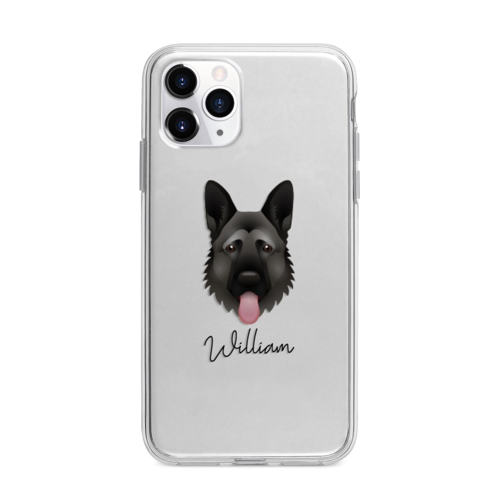 German Shepherd Personalised Apple iPhone 11 Pro Max in Silver with Bumper Case
