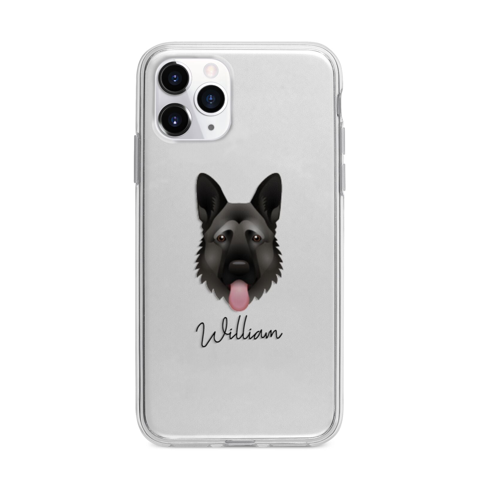 German Shepherd Personalised Apple iPhone 11 Pro in Silver with Bumper Case