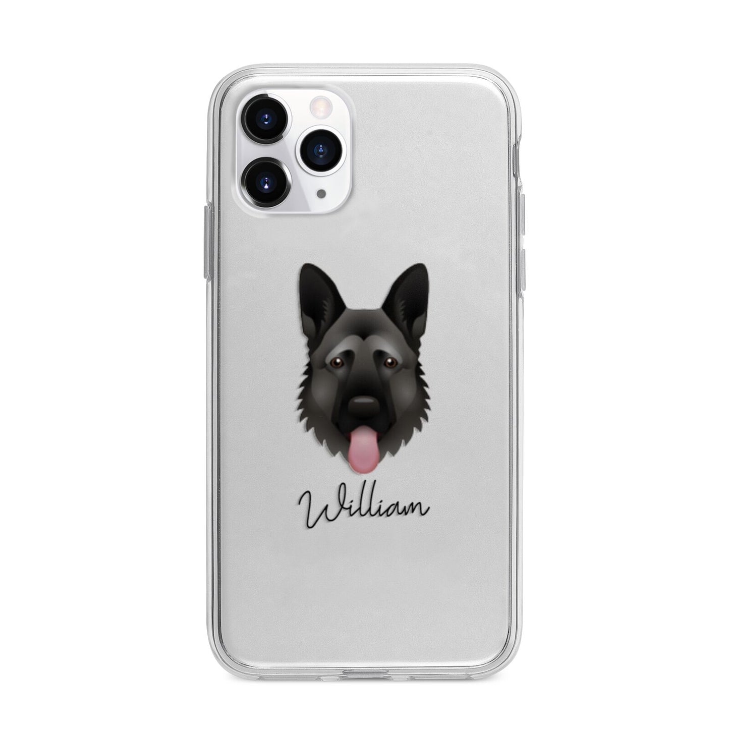 German Shepherd Personalised Apple iPhone 11 Pro in Silver with Bumper Case