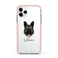 German Shepherd Personalised Apple iPhone 11 Pro in Silver with Pink Impact Case