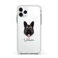 German Shepherd Personalised Apple iPhone 11 Pro in Silver with White Impact Case