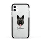 German Shepherd Personalised Apple iPhone 11 in White with Black Impact Case
