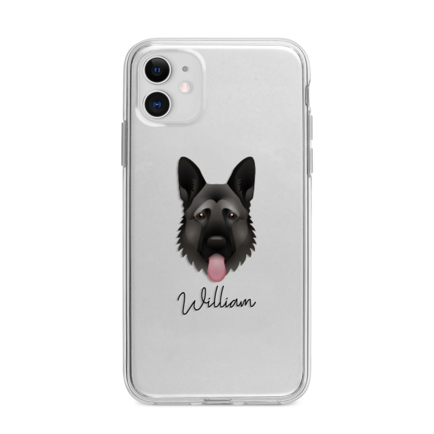 German Shepherd Personalised Apple iPhone 11 in White with Bumper Case