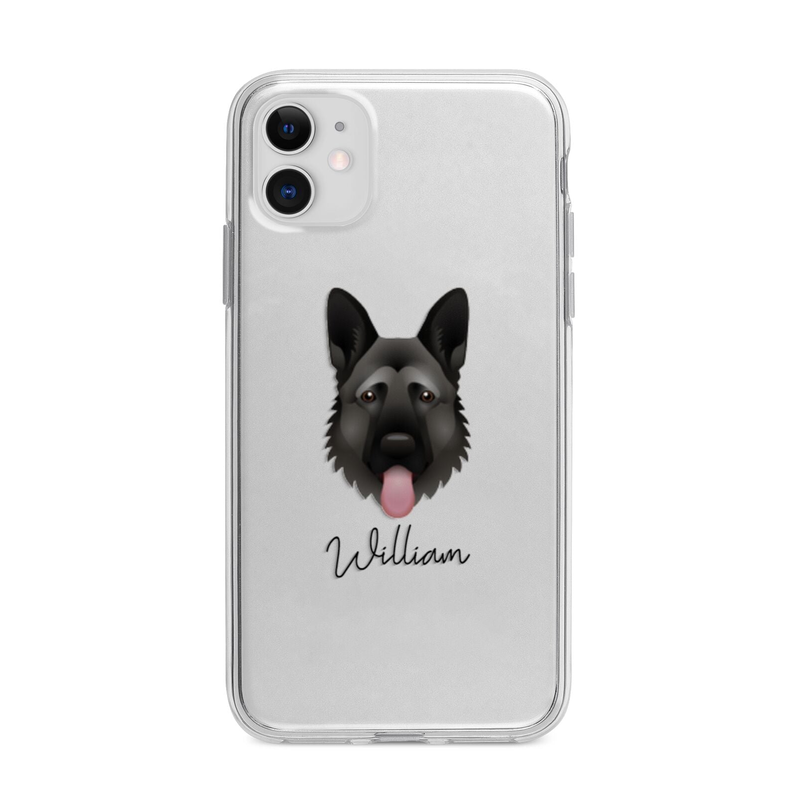 German Shepherd Personalised Apple iPhone 11 in White with Bumper Case