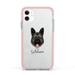 German Shepherd Personalised Apple iPhone 11 in White with Pink Impact Case