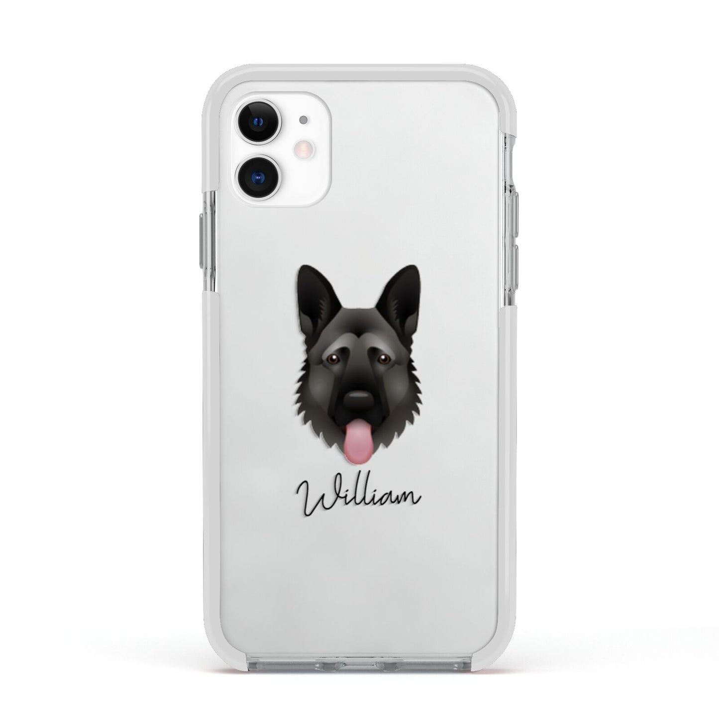 German Shepherd Personalised Apple iPhone 11 in White with White Impact Case