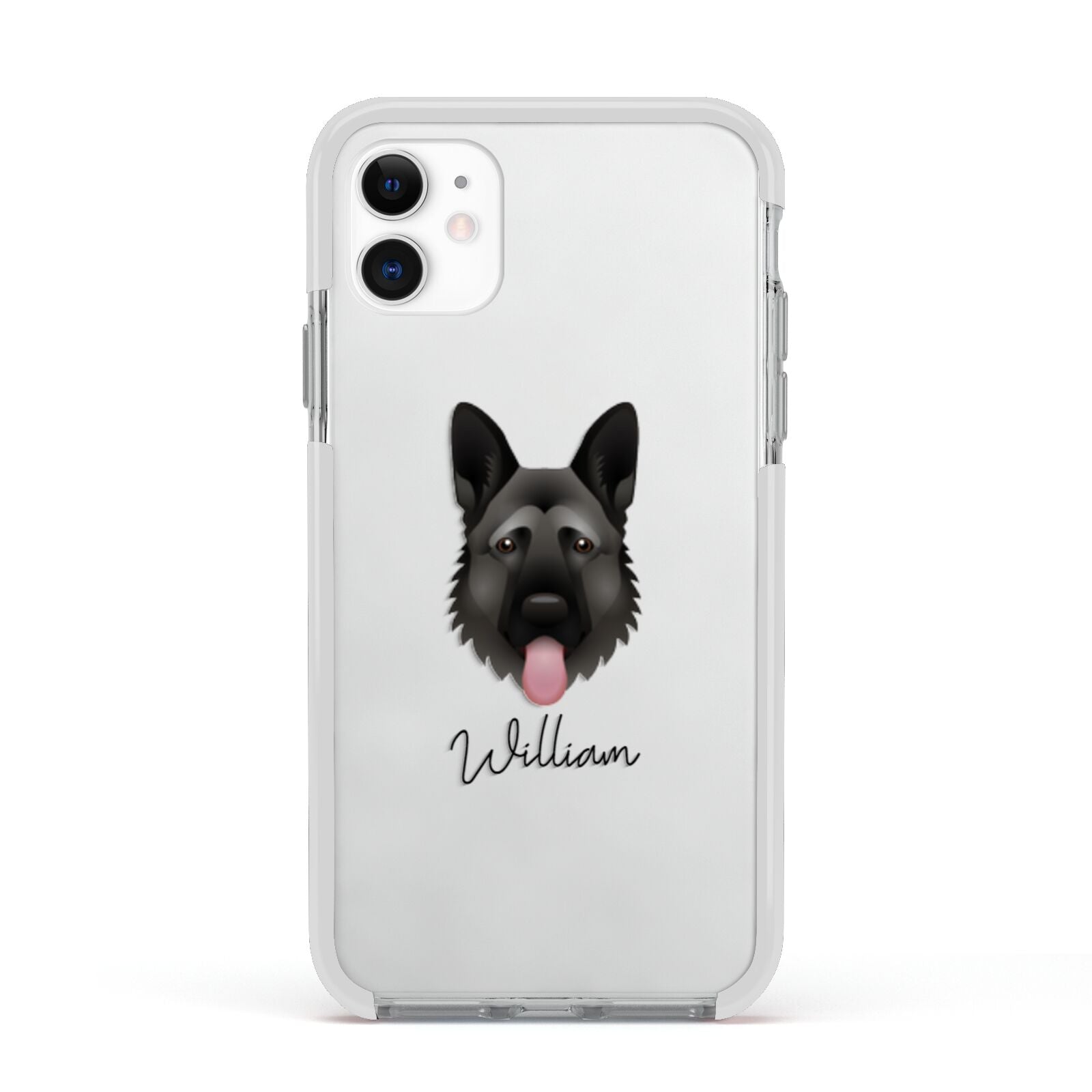 German Shepherd Personalised Apple iPhone 11 in White with White Impact Case