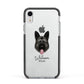 German Shepherd Personalised Apple iPhone XR Impact Case Black Edge on Silver Phone