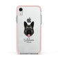 German Shepherd Personalised Apple iPhone XR Impact Case Pink Edge on Silver Phone
