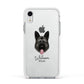German Shepherd Personalised Apple iPhone XR Impact Case White Edge on Silver Phone