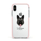 German Shepherd Personalised Apple iPhone Xs Impact Case Pink Edge on Silver Phone
