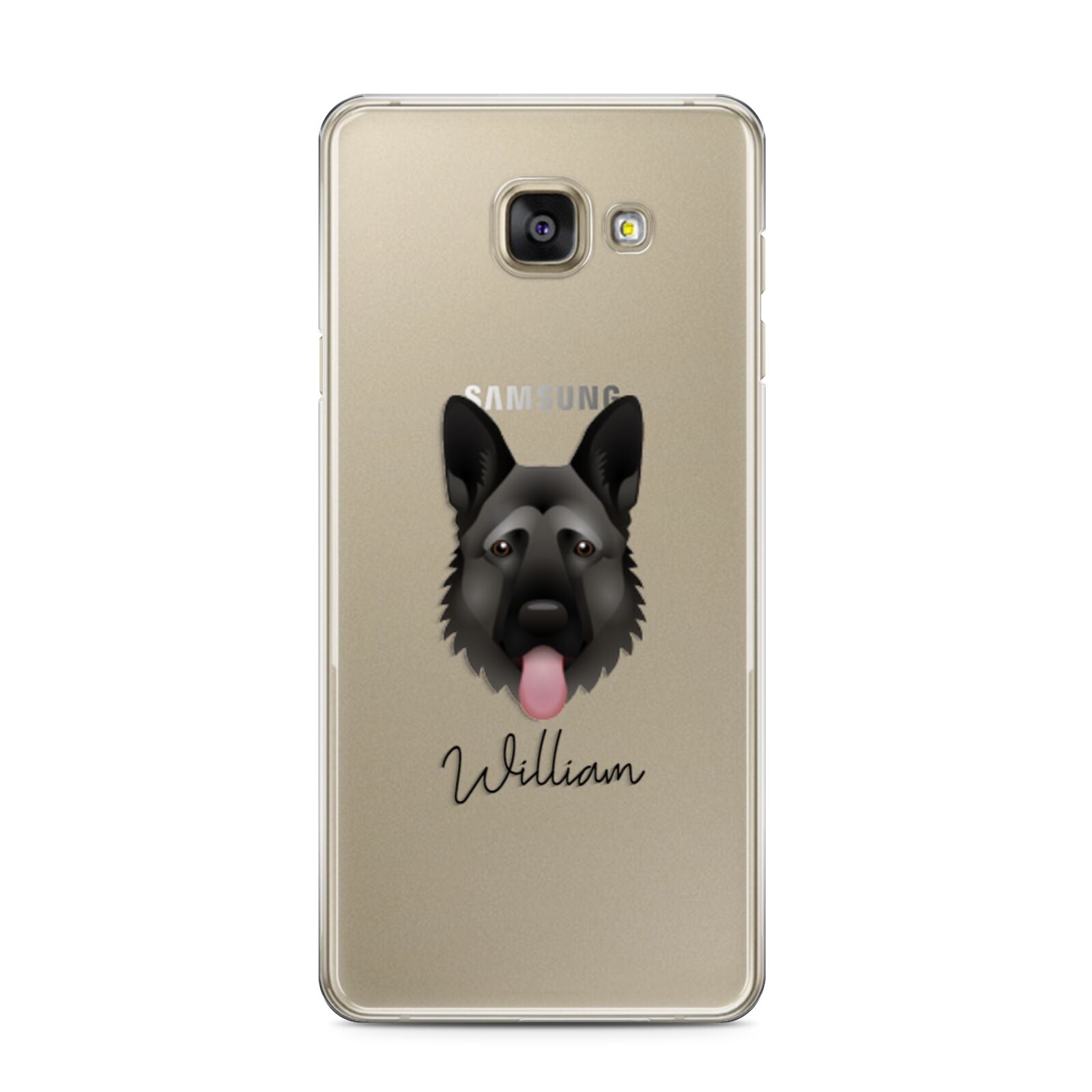 German Shepherd Personalised Samsung Galaxy A3 2016 Case on gold phone