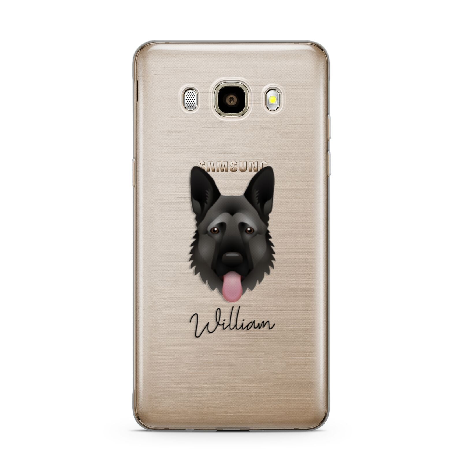 German Shepherd Personalised Samsung Galaxy J7 2016 Case on gold phone