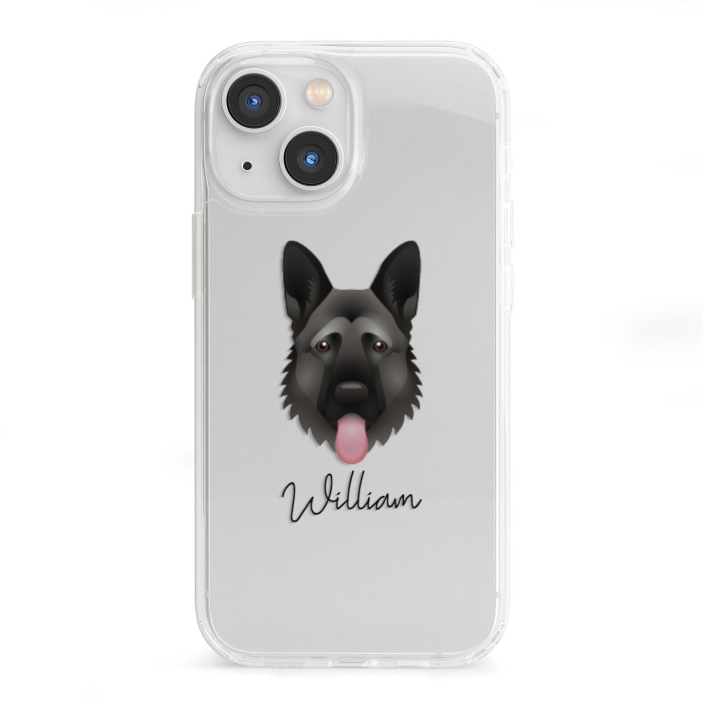 German Shepherd Personalised iPhone 13 Mini Clear Bumper Case