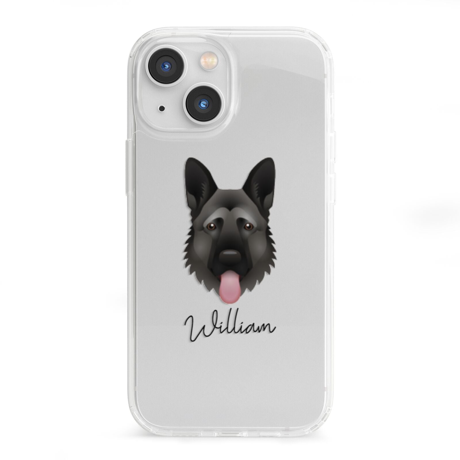 German Shepherd Personalised iPhone 13 Mini Clear Bumper Case