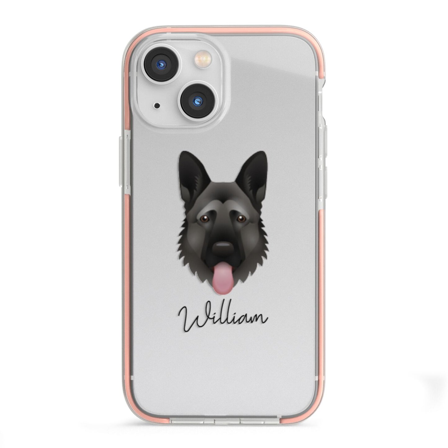 German Shepherd Personalised iPhone 13 Mini TPU Impact Case with Pink Edges