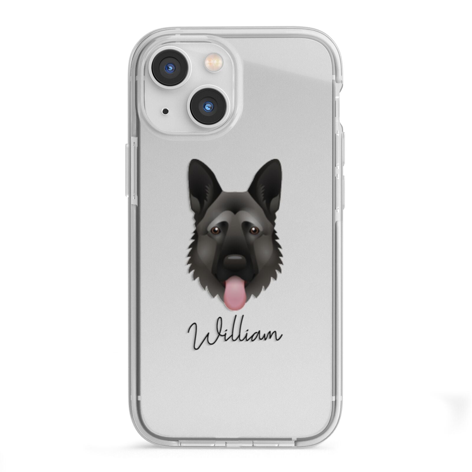 German Shepherd Personalised iPhone 13 Mini TPU Impact Case with White Edges