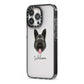 German Shepherd Personalised iPhone 13 Pro Black Impact Case Side Angle on Silver phone